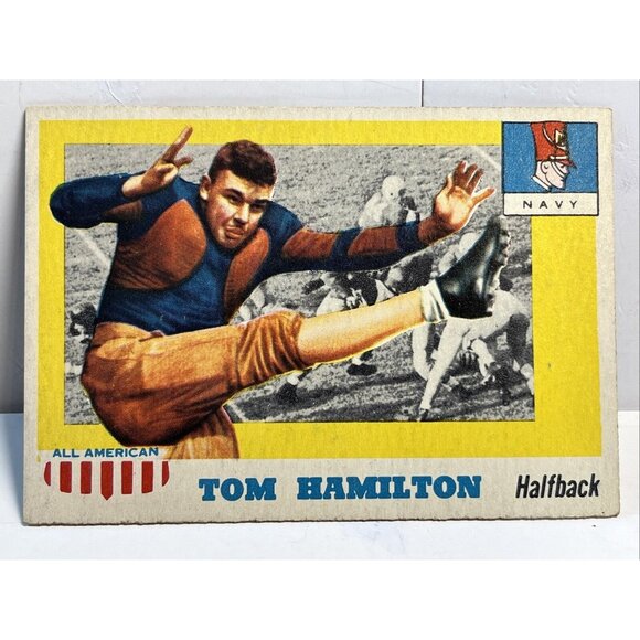 1955 Topps #9 Tom Hamilton Card All American W/ NAVY Great Shape Xmnt! Grade It! - Picture 1 of 2